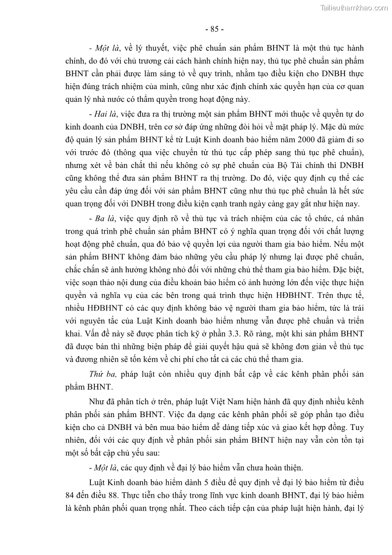 Luận án tiến sĩ luật học Pháp luật về kinh doanh bảo hiểm nhân thọ ở Việt Nam - Những vấn đề lý luận và thực tiễn - 8 Trang 90