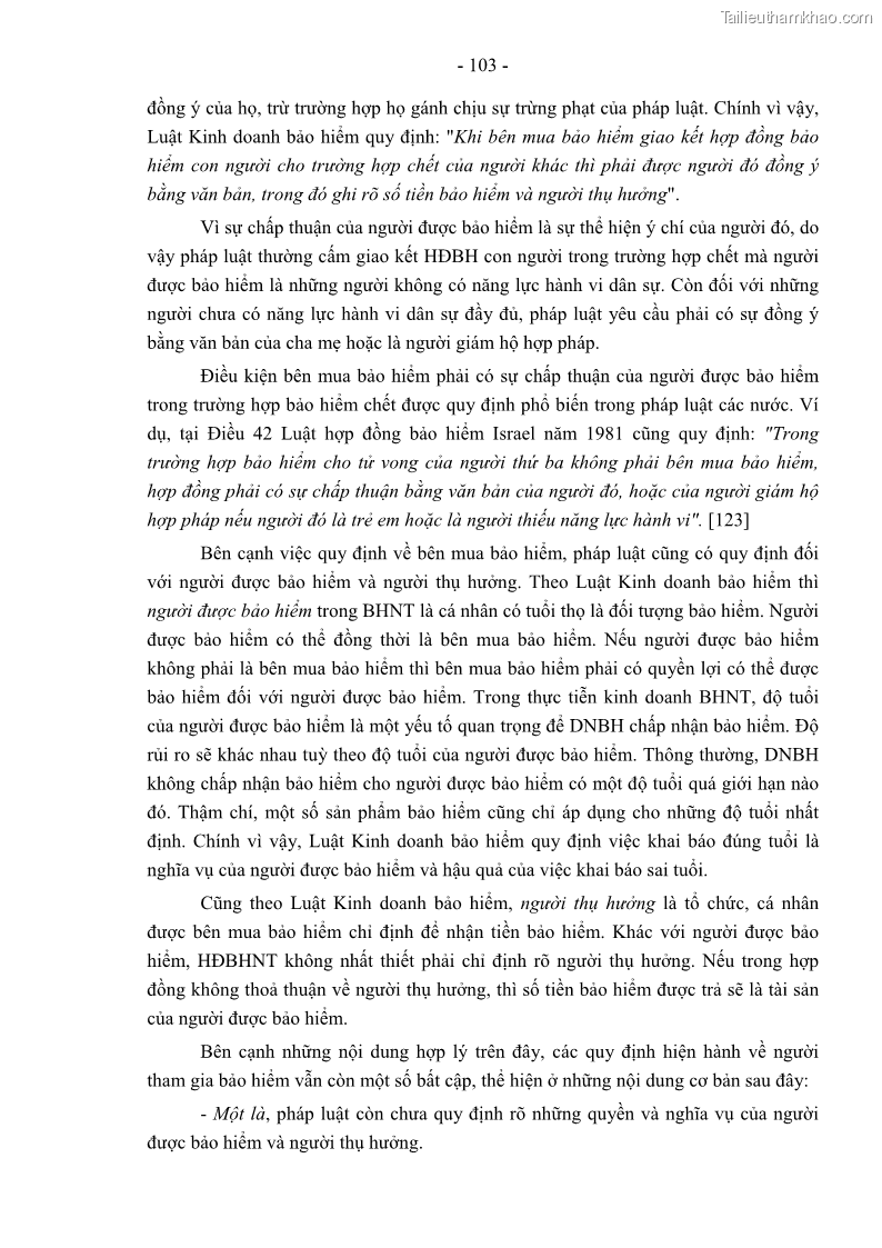 Luận án tiến sĩ luật học Pháp luật về kinh doanh bảo hiểm nhân thọ ở Việt Nam - Những vấn đề lý luận và thực tiễn - 9 Trang 108