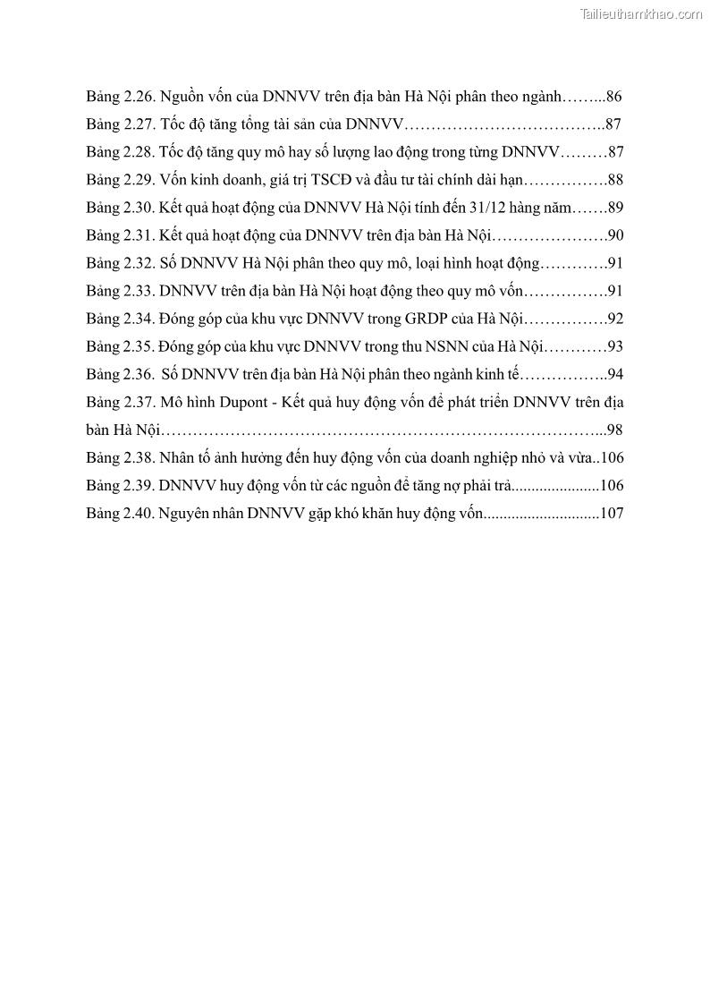 Luận án tiến sĩ tài chính ngân hàng Huy động vốn để phát triển doanh nghiệp nhỏ và vừa trên địa bàn thành phố Hà Nội - 1 Trang 10