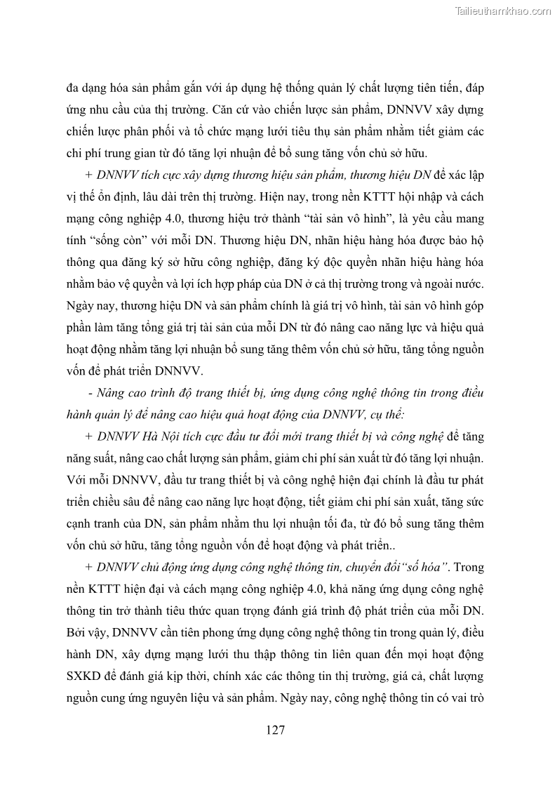 Luận án tiến sĩ tài chính ngân hàng Huy động vốn để phát triển doanh nghiệp nhỏ và vừa trên địa bàn thành phố Hà Nội - 14 Trang 157