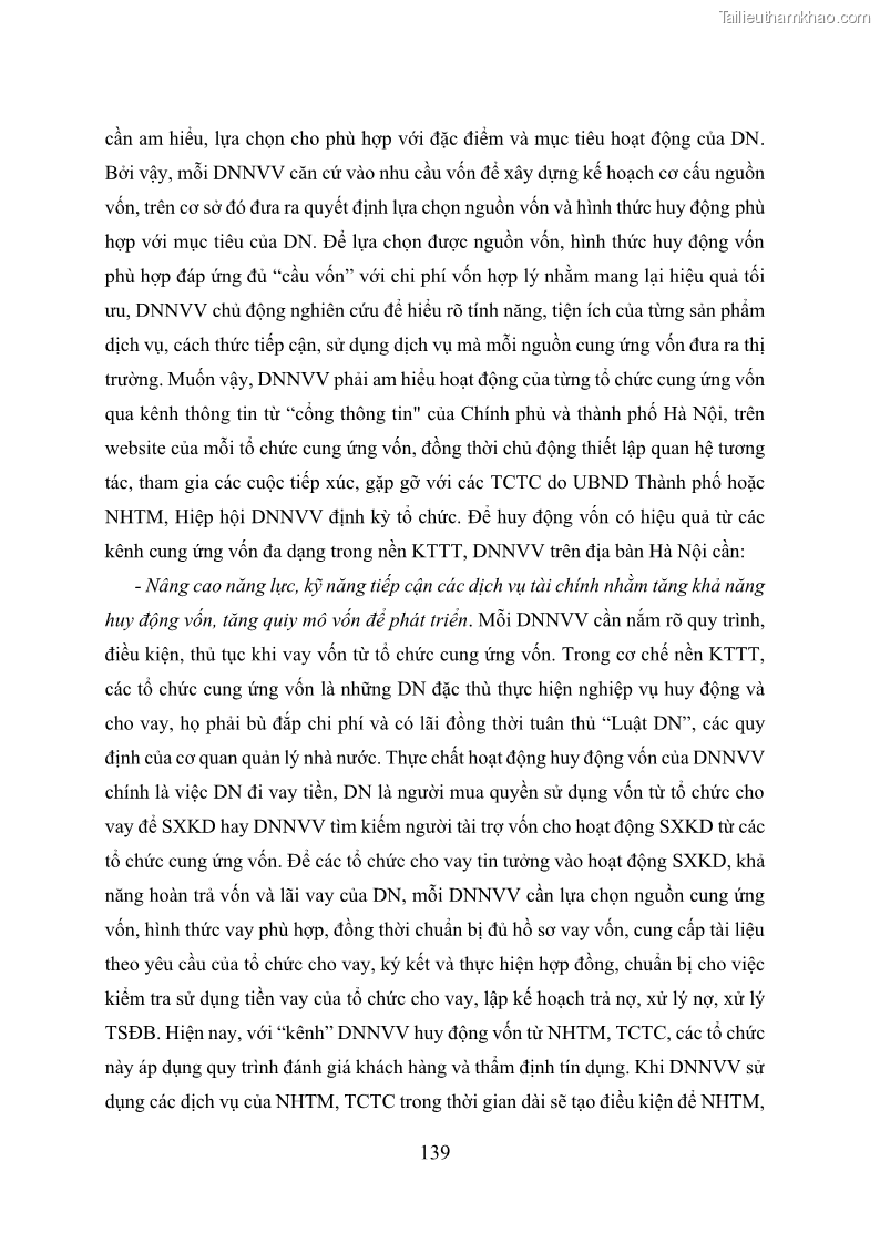 Luận án tiến sĩ tài chính ngân hàng Huy động vốn để phát triển doanh nghiệp nhỏ và vừa trên địa bàn thành phố Hà Nội - 15 Trang 169