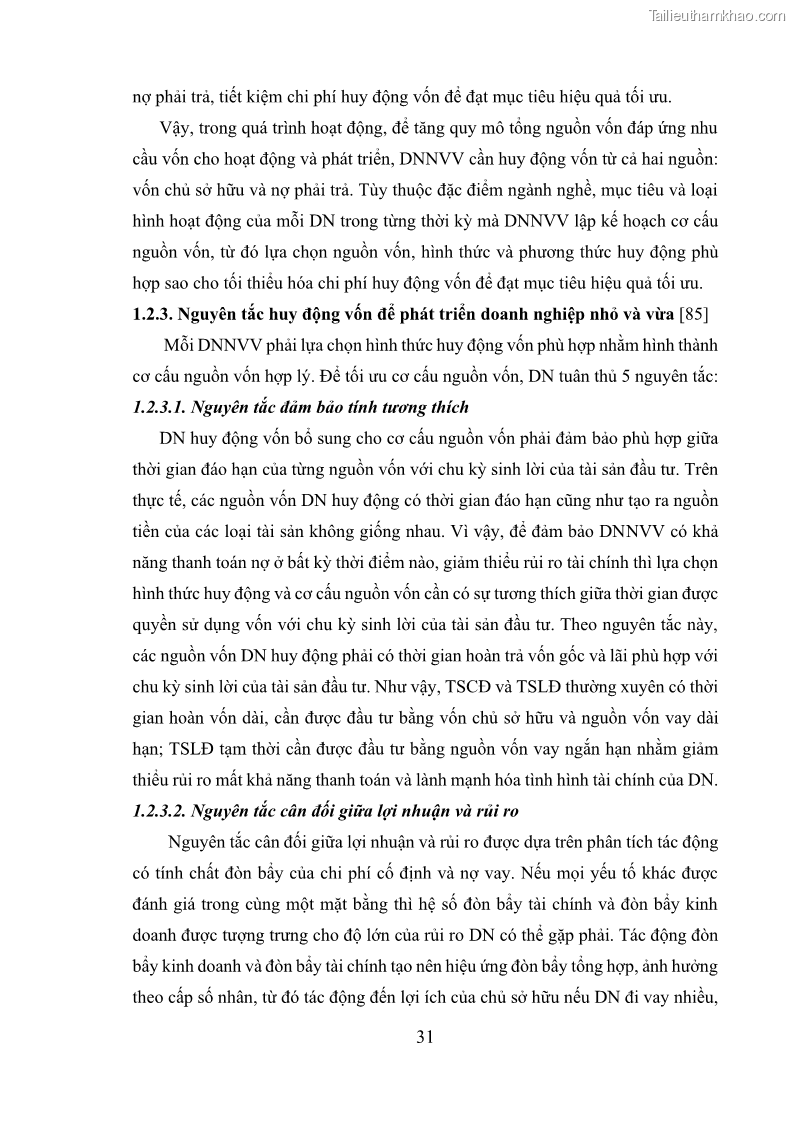 Luận án tiến sĩ tài chính ngân hàng Huy động vốn để phát triển doanh nghiệp nhỏ và vừa trên địa bàn thành phố Hà Nội - 6 Trang 61