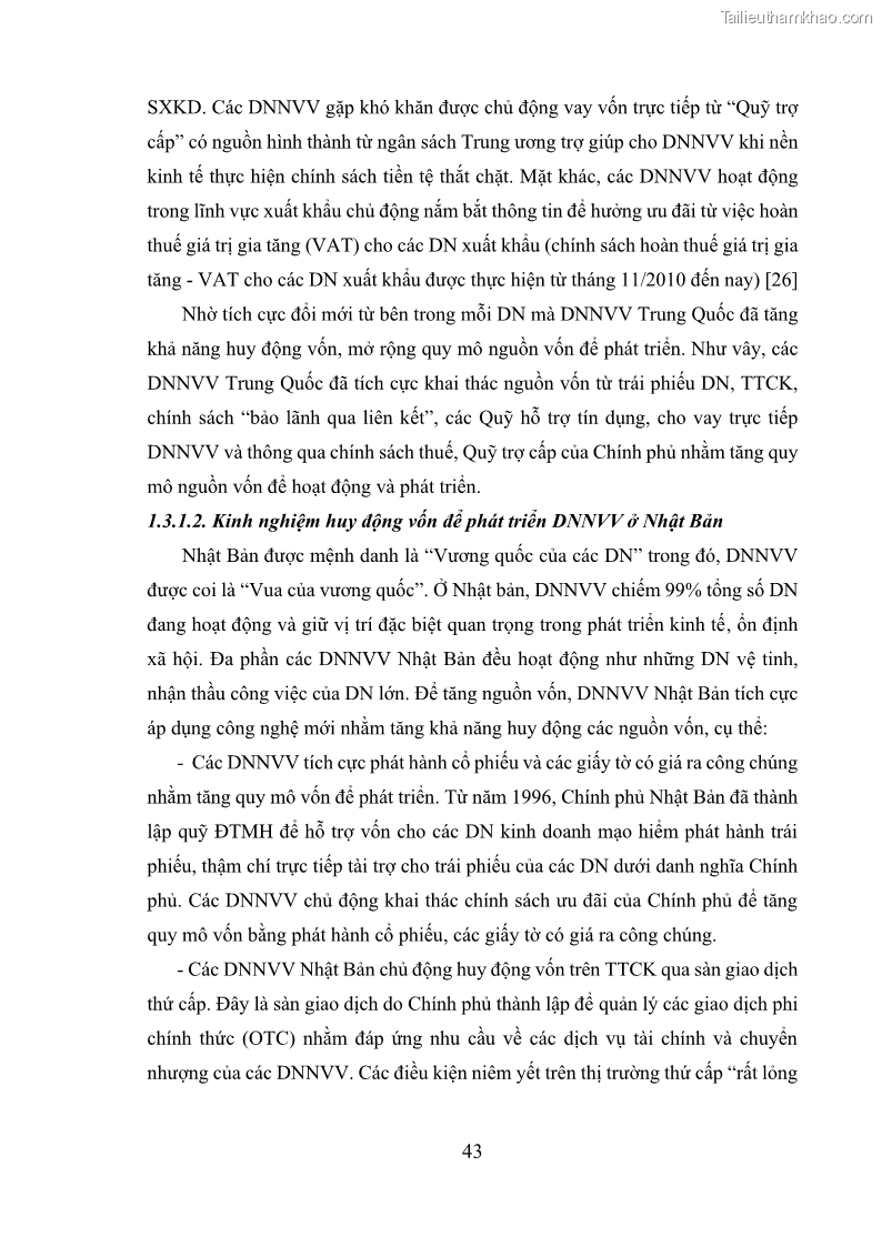 Luận án tiến sĩ tài chính ngân hàng Huy động vốn để phát triển doanh nghiệp nhỏ và vừa trên địa bàn thành phố Hà Nội - 7 Trang 73