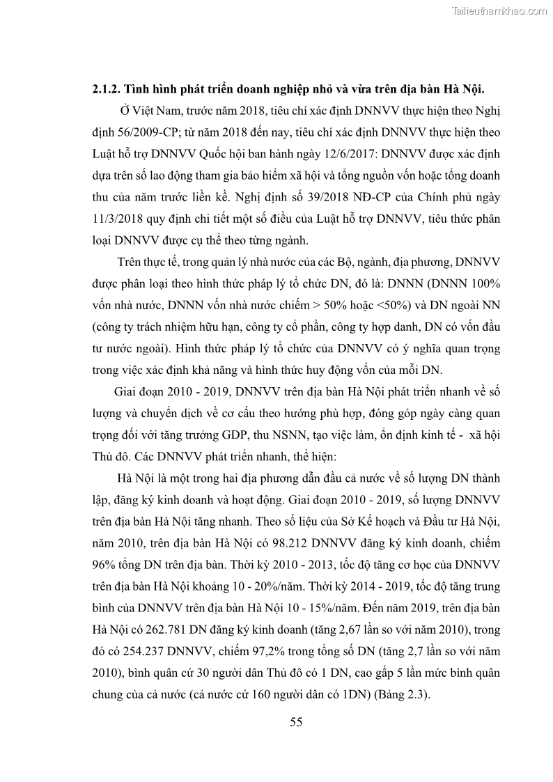 Luận án tiến sĩ tài chính ngân hàng Huy động vốn để phát triển doanh nghiệp nhỏ và vừa trên địa bàn thành phố Hà Nội - 8 Trang 85