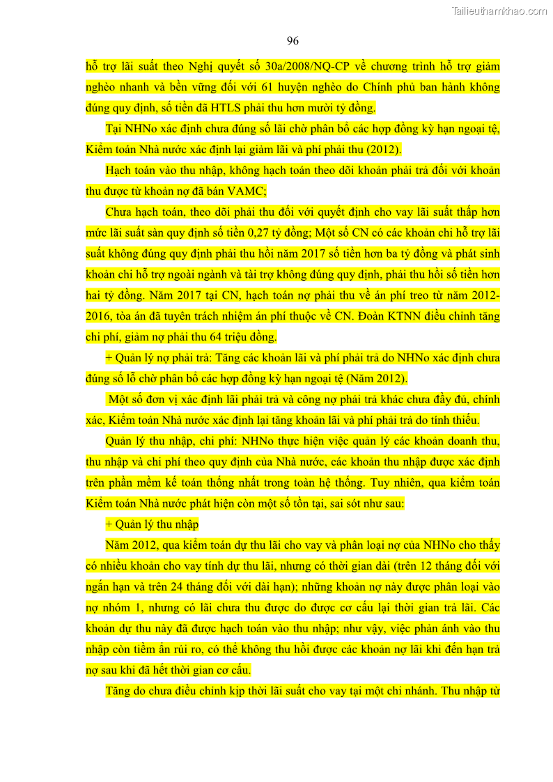 Luận án tiến sĩ tài chính ngân hàng Kiểm toán ngân hàng góp phần ổn định hệ thống tài chính Việt Nam - 10 Trang 109