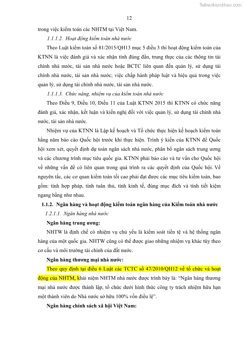 Luận án tiến sĩ tài chính ngân hàng Kiểm toán ngân hàng góp phần ổn định hệ thống tài chính Việt Nam - 3 Trang 25