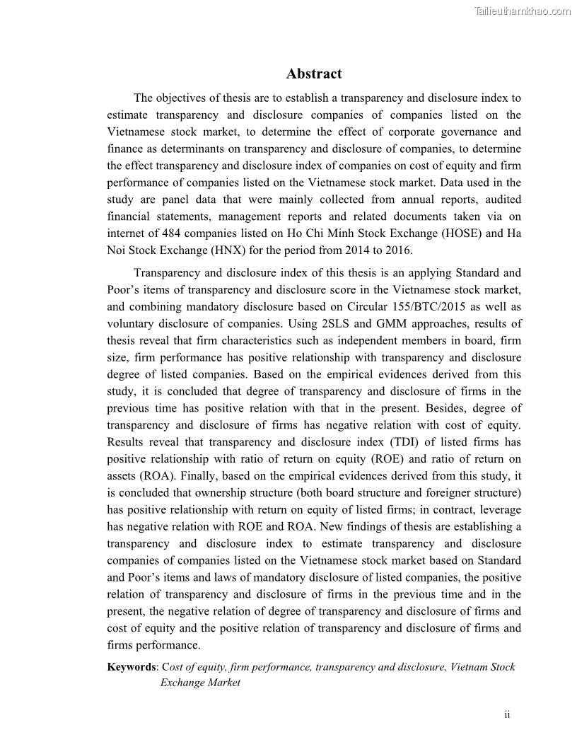 Luận án tiến sĩ tài chính ngân hàng Minh bạch và công bố thông tin của các công ty niêm yết trên thị trường chứng khoán Việt Nam - 1 Trang 10