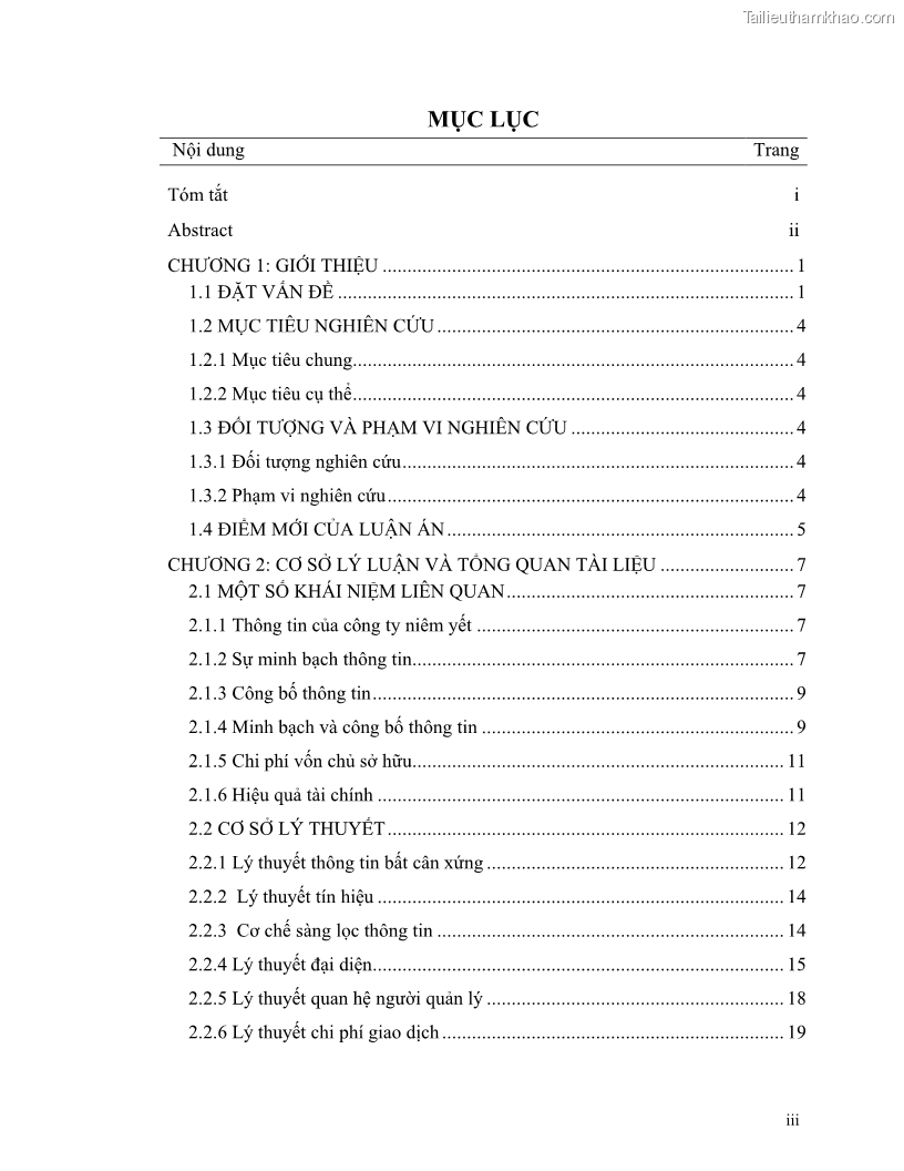 Luận án tiến sĩ tài chính ngân hàng Minh bạch và công bố thông tin của các công ty niêm yết trên thị trường chứng khoán Việt Nam - 1 Trang 11