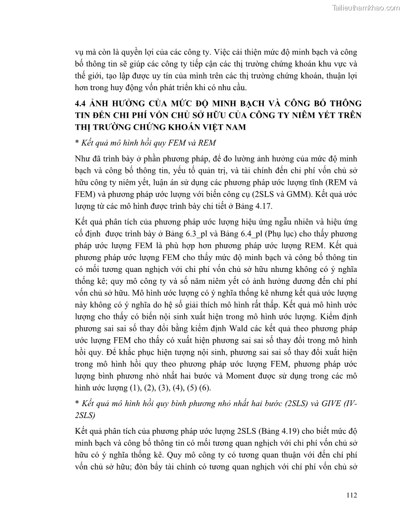 Luận án tiến sĩ tài chính ngân hàng Minh bạch và công bố thông tin của các công ty niêm yết trên thị trường chứng khoán Việt Nam - 12 Trang 133