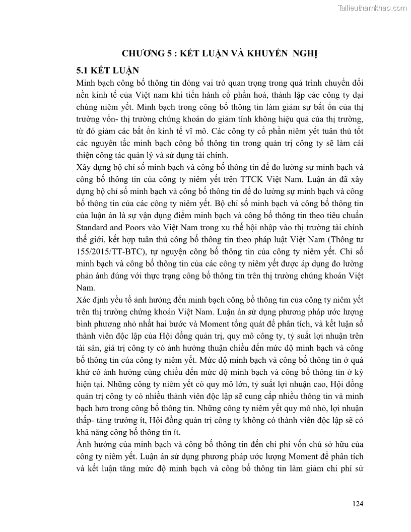 Luận án tiến sĩ tài chính ngân hàng Minh bạch và công bố thông tin của các công ty niêm yết trên thị trường chứng khoán Việt Nam - 13 Trang 145