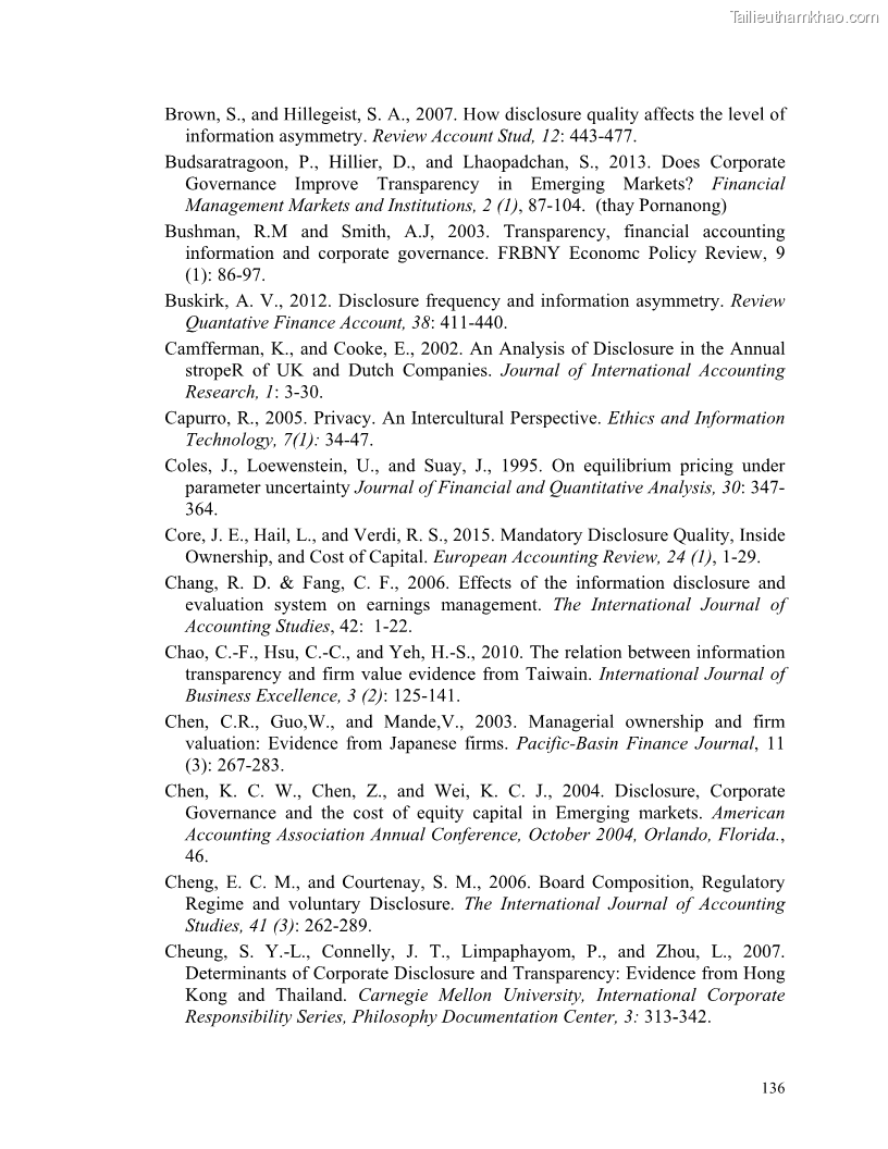 Luận án tiến sĩ tài chính ngân hàng Minh bạch và công bố thông tin của các công ty niêm yết trên thị trường chứng khoán Việt Nam - 14 Trang 157