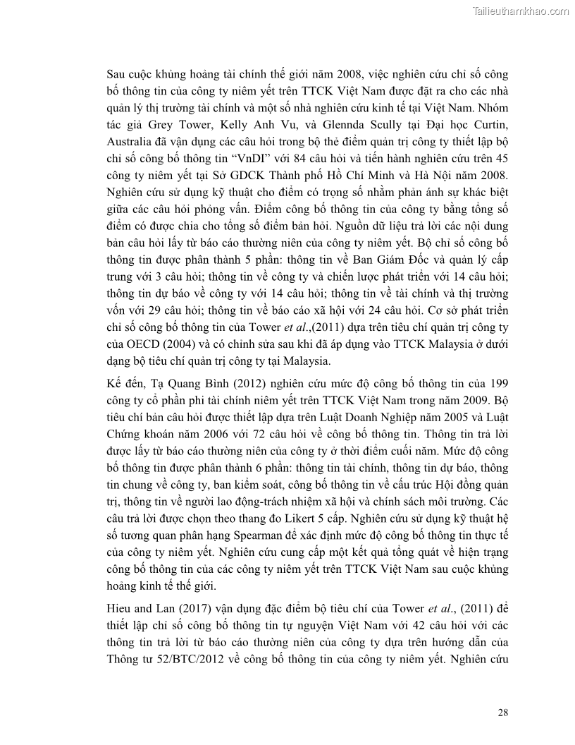 Luận án tiến sĩ tài chính ngân hàng Minh bạch và công bố thông tin của các công ty niêm yết trên thị trường chứng khoán Việt Nam - 5 Trang 49