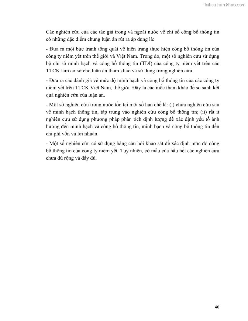 Luận án tiến sĩ tài chính ngân hàng Minh bạch và công bố thông tin của các công ty niêm yết trên thị trường chứng khoán Việt Nam - 6 Trang 61