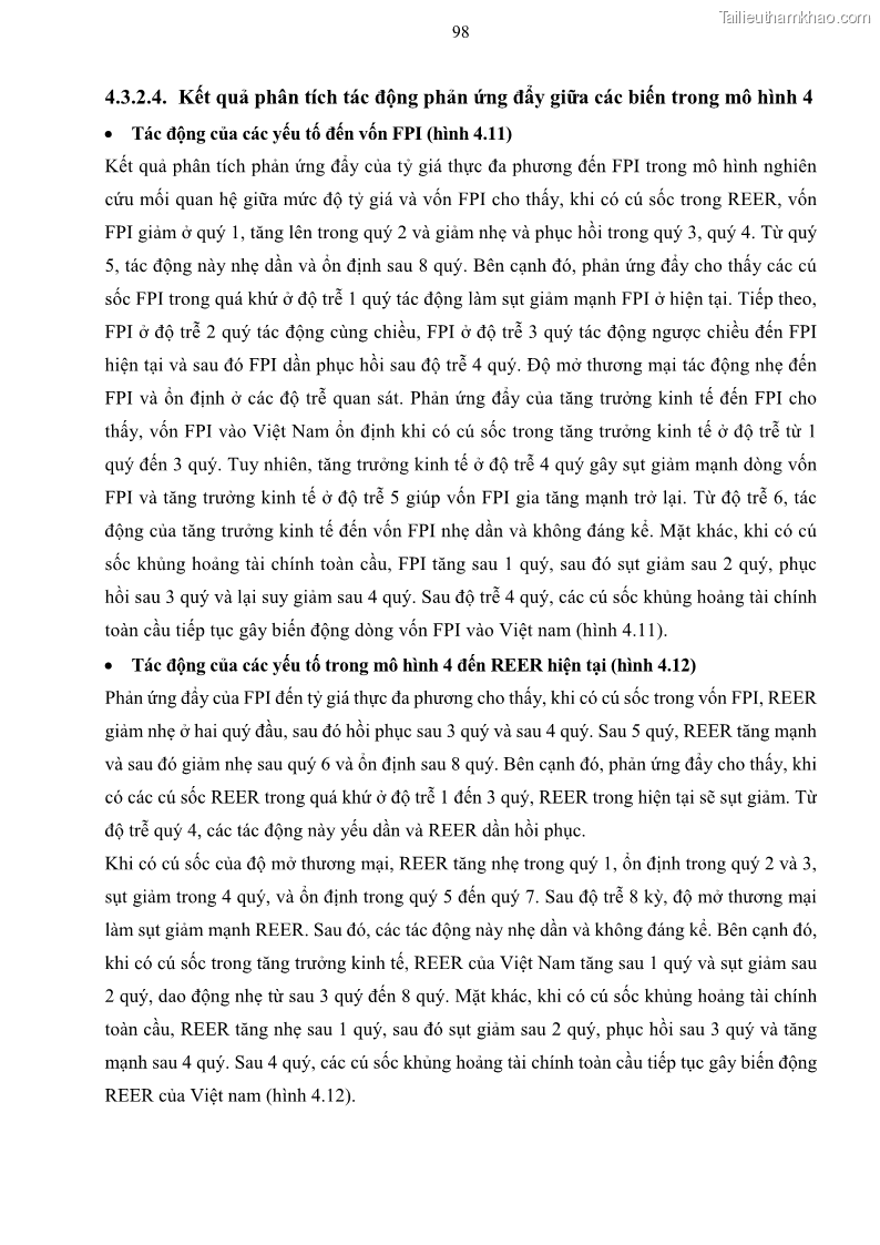 Luận án tiến sĩ tài chính ngân hàng Mối quan hệ giữa tỷ giá và vốn đầu tư nước ngoài - Nghiên cứu trường hợp Việt Nam - 10 Trang 111