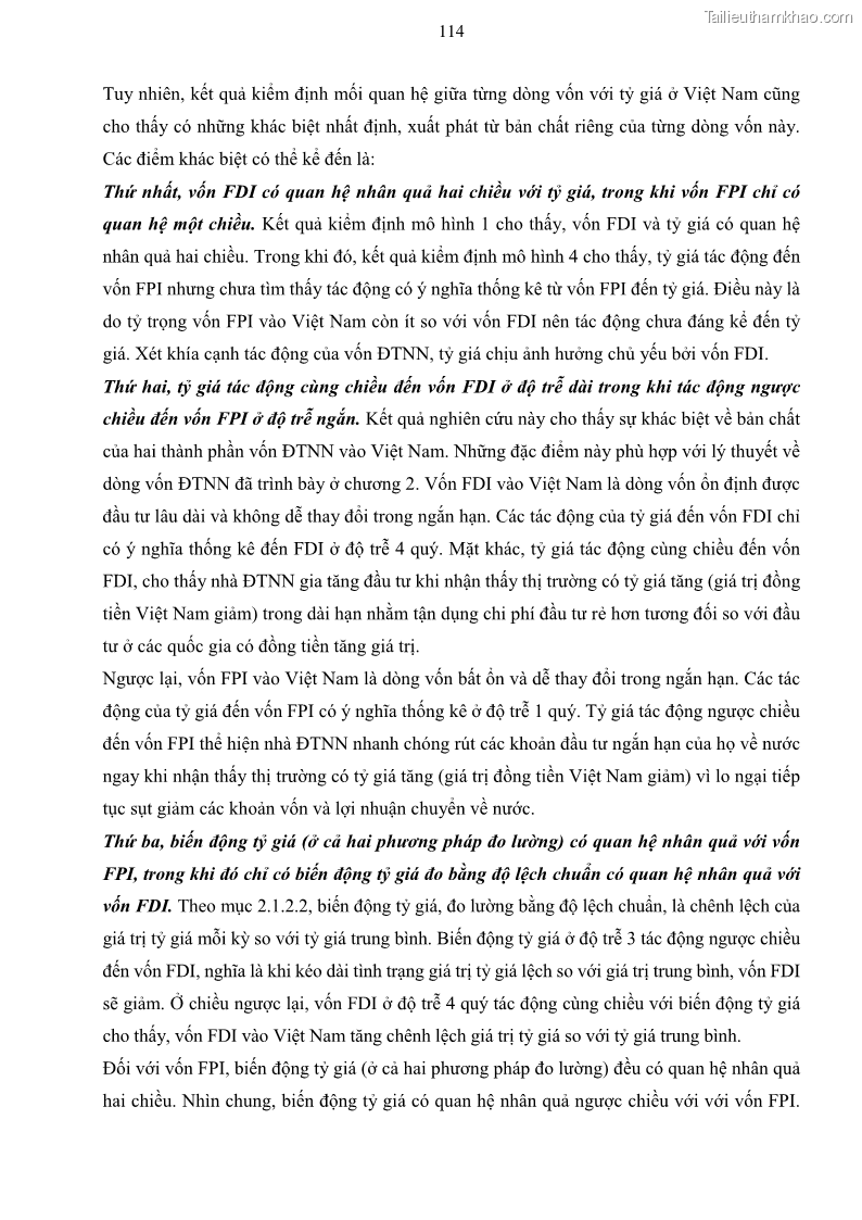 Luận án tiến sĩ tài chính ngân hàng Mối quan hệ giữa tỷ giá và vốn đầu tư nước ngoài - Nghiên cứu trường hợp Việt Nam - 11 Trang 127
