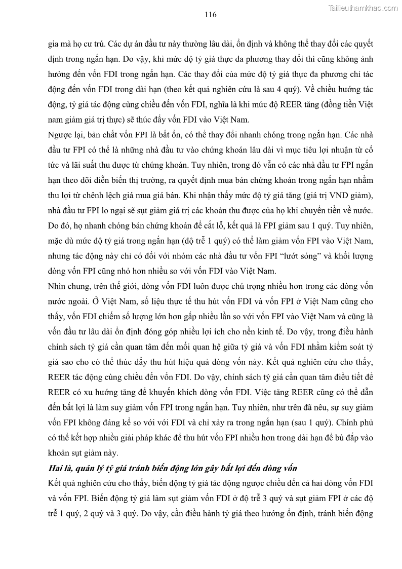 Luận án tiến sĩ tài chính ngân hàng Mối quan hệ giữa tỷ giá và vốn đầu tư nước ngoài - Nghiên cứu trường hợp Việt Nam - 11 Trang 129