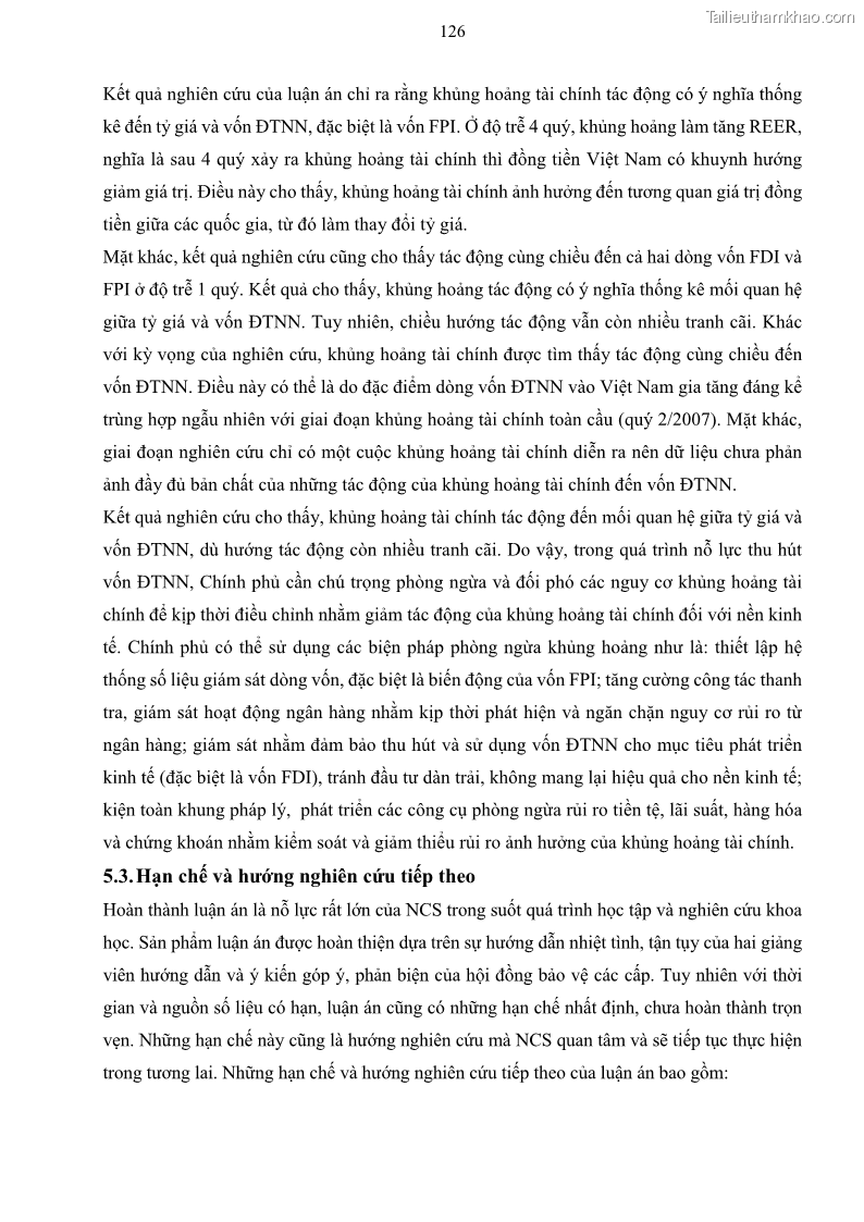 Luận án tiến sĩ tài chính ngân hàng Mối quan hệ giữa tỷ giá và vốn đầu tư nước ngoài - Nghiên cứu trường hợp Việt Nam - 12 Trang 139