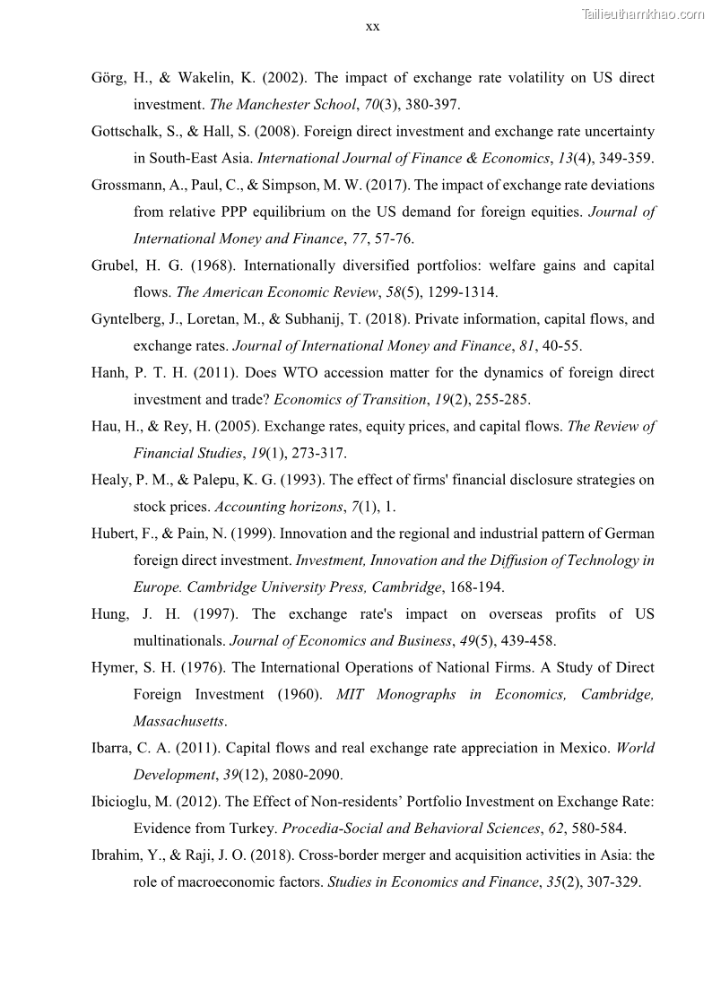 Luận án tiến sĩ tài chính ngân hàng Mối quan hệ giữa tỷ giá và vốn đầu tư nước ngoài - Nghiên cứu trường hợp Việt Nam - 13 Trang 149