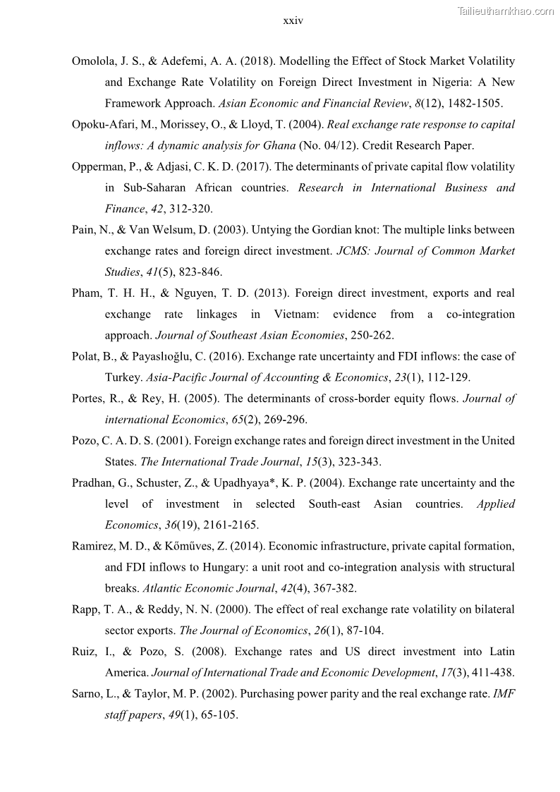 Luận án tiến sĩ tài chính ngân hàng Mối quan hệ giữa tỷ giá và vốn đầu tư nước ngoài - Nghiên cứu trường hợp Việt Nam - 13 Trang 153