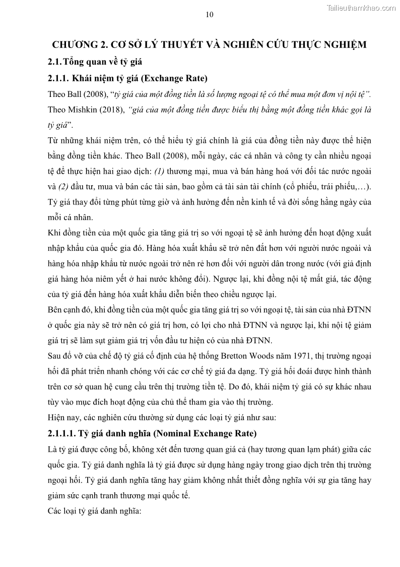 Luận án tiến sĩ tài chính ngân hàng Mối quan hệ giữa tỷ giá và vốn đầu tư nước ngoài - Nghiên cứu trường hợp Việt Nam - 2 Trang 23