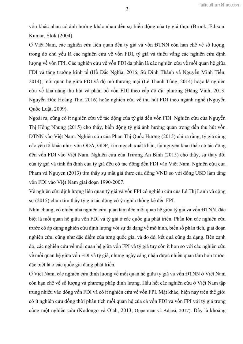 Luận án tiến sĩ tài chính ngân hàng Mối quan hệ giữa tỷ giá và vốn đầu tư nước ngoài - Nghiên cứu trường hợp Việt Nam - 2 Trang 16