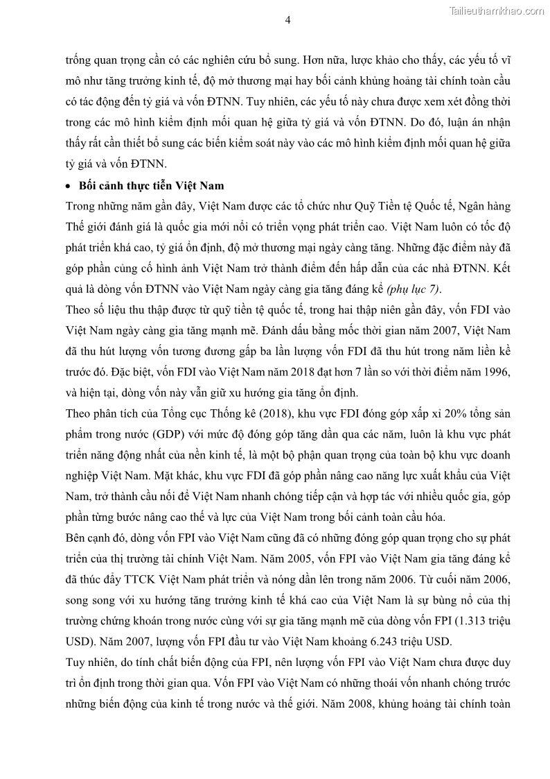Luận án tiến sĩ tài chính ngân hàng Mối quan hệ giữa tỷ giá và vốn đầu tư nước ngoài - Nghiên cứu trường hợp Việt Nam - 2 Trang 17