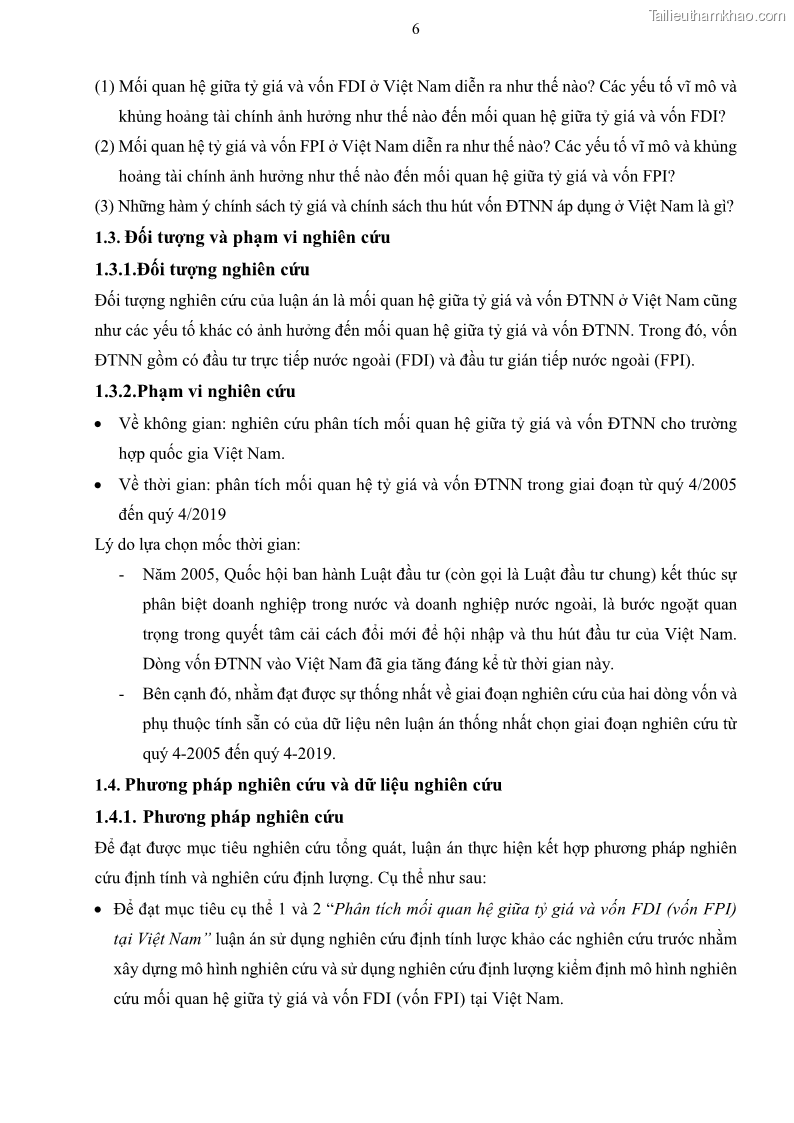Luận án tiến sĩ tài chính ngân hàng Mối quan hệ giữa tỷ giá và vốn đầu tư nước ngoài - Nghiên cứu trường hợp Việt Nam - 2 Trang 19
