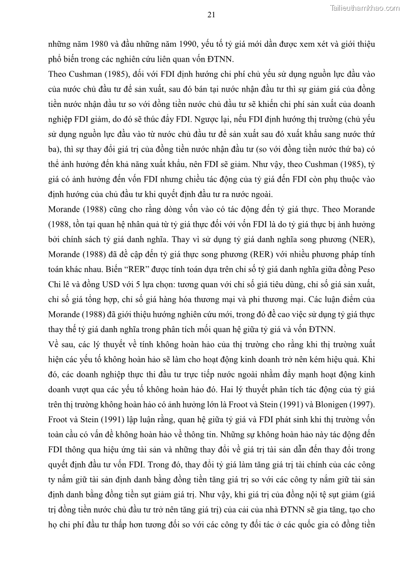 Luận án tiến sĩ tài chính ngân hàng Mối quan hệ giữa tỷ giá và vốn đầu tư nước ngoài - Nghiên cứu trường hợp Việt Nam - 3 Trang 34