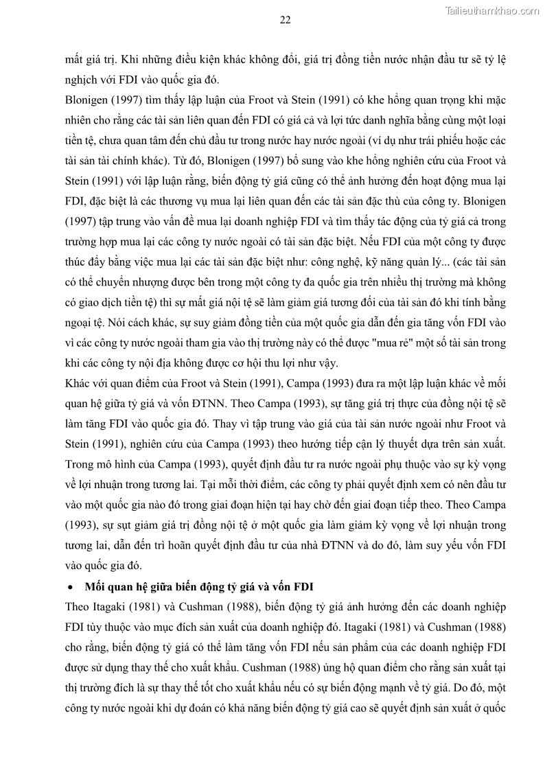 Luận án tiến sĩ tài chính ngân hàng Mối quan hệ giữa tỷ giá và vốn đầu tư nước ngoài - Nghiên cứu trường hợp Việt Nam - 3 Trang 35