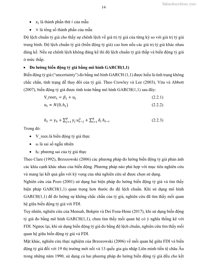Luận án tiến sĩ tài chính ngân hàng Mối quan hệ giữa tỷ giá và vốn đầu tư nước ngoài - Nghiên cứu trường hợp Việt Nam - 3 Trang 27