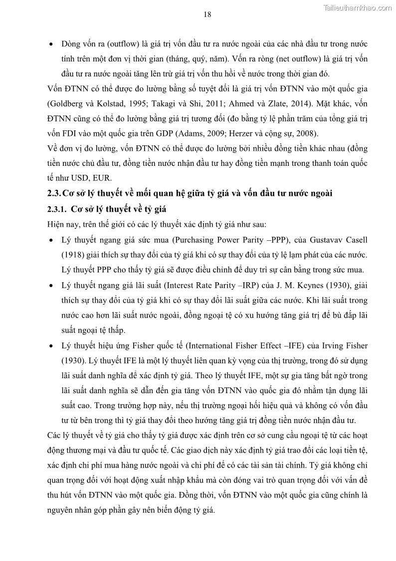 Luận án tiến sĩ tài chính ngân hàng Mối quan hệ giữa tỷ giá và vốn đầu tư nước ngoài - Nghiên cứu trường hợp Việt Nam - 3 Trang 31
