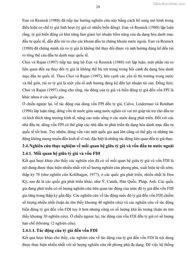 Luận án tiến sĩ tài chính ngân hàng Mối quan hệ giữa tỷ giá và vốn đầu tư nước ngoài - Nghiên cứu trường hợp Việt Nam - 4 Trang 37