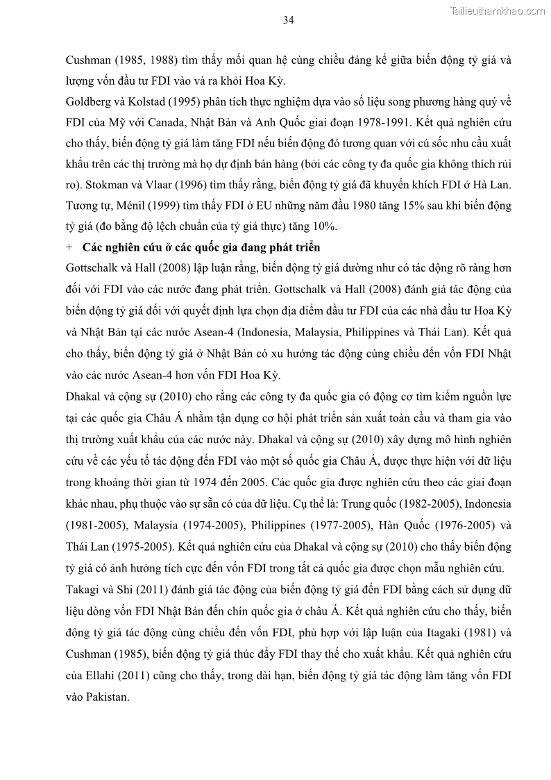 Luận án tiến sĩ tài chính ngân hàng Mối quan hệ giữa tỷ giá và vốn đầu tư nước ngoài - Nghiên cứu trường hợp Việt Nam - 4 Trang 47