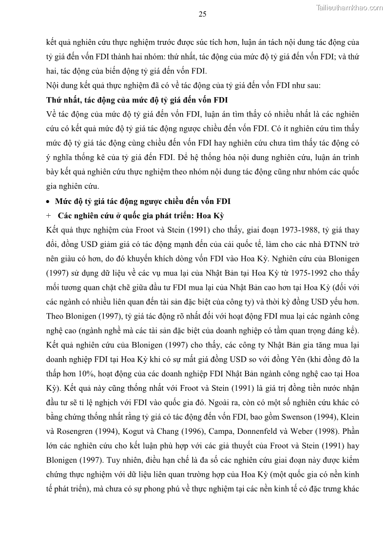 Luận án tiến sĩ tài chính ngân hàng Mối quan hệ giữa tỷ giá và vốn đầu tư nước ngoài - Nghiên cứu trường hợp Việt Nam - 4 Trang 38