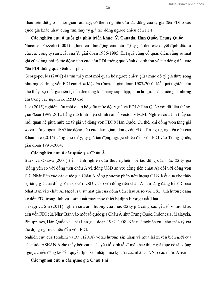 Luận án tiến sĩ tài chính ngân hàng Mối quan hệ giữa tỷ giá và vốn đầu tư nước ngoài - Nghiên cứu trường hợp Việt Nam - 4 Trang 39