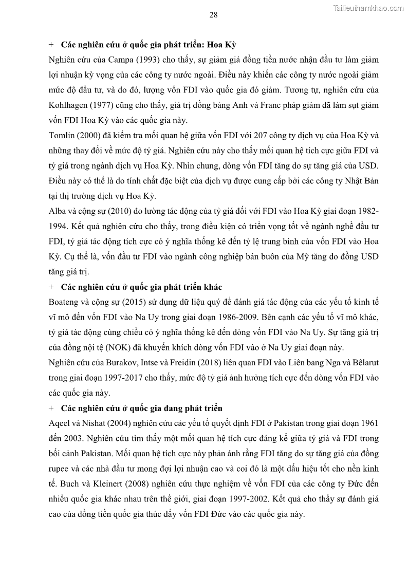 Luận án tiến sĩ tài chính ngân hàng Mối quan hệ giữa tỷ giá và vốn đầu tư nước ngoài - Nghiên cứu trường hợp Việt Nam - 4 Trang 41