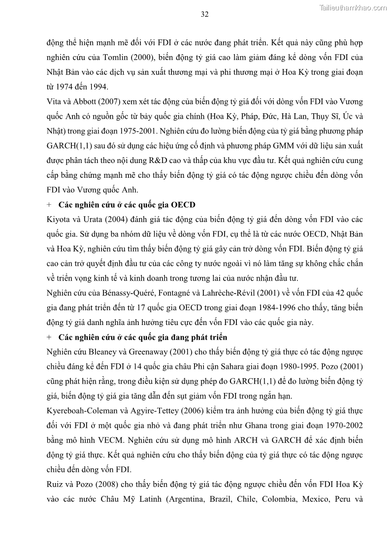 Luận án tiến sĩ tài chính ngân hàng Mối quan hệ giữa tỷ giá và vốn đầu tư nước ngoài - Nghiên cứu trường hợp Việt Nam - 4 Trang 45