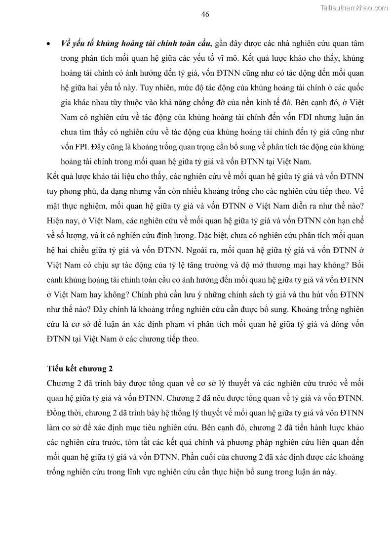 Luận án tiến sĩ tài chính ngân hàng Mối quan hệ giữa tỷ giá và vốn đầu tư nước ngoài - Nghiên cứu trường hợp Việt Nam - 5 Trang 59