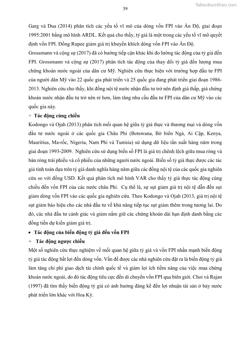 Luận án tiến sĩ tài chính ngân hàng Mối quan hệ giữa tỷ giá và vốn đầu tư nước ngoài - Nghiên cứu trường hợp Việt Nam - 5 Trang 52