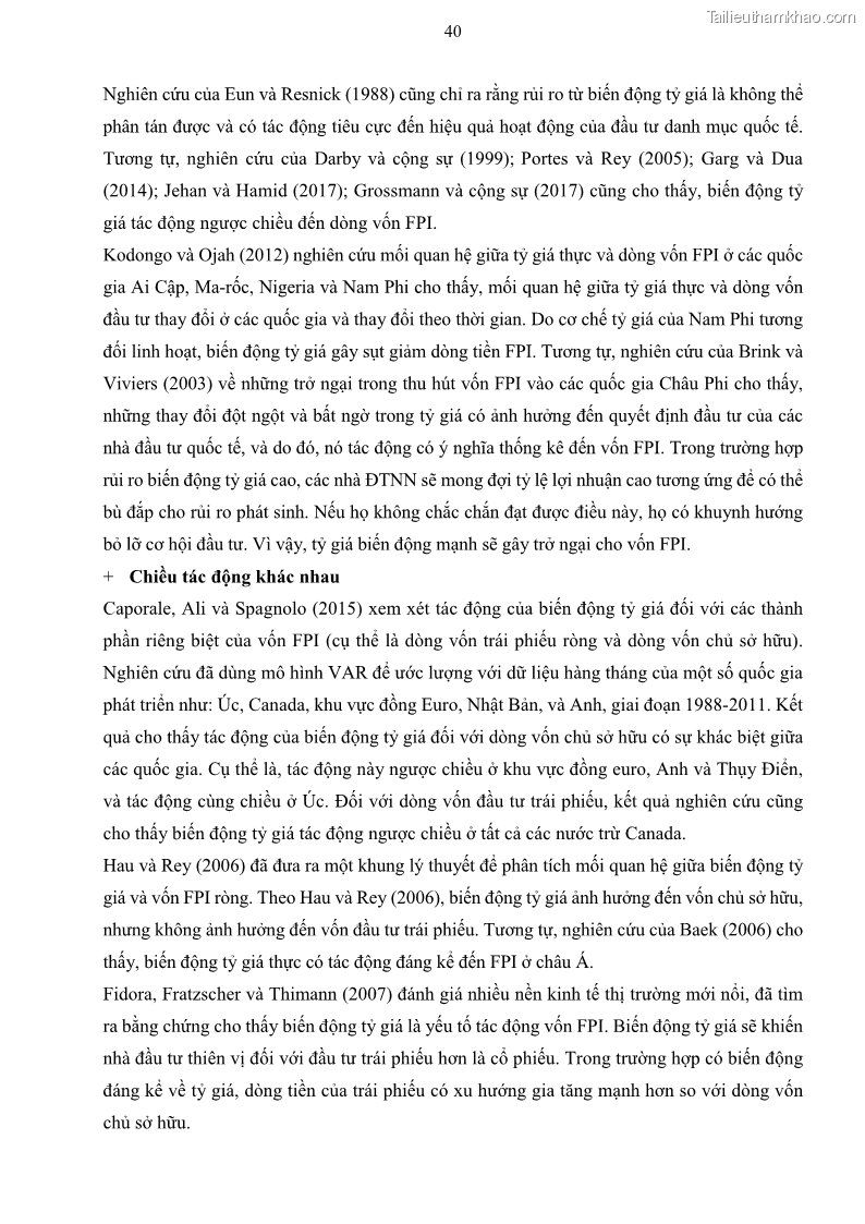 Luận án tiến sĩ tài chính ngân hàng Mối quan hệ giữa tỷ giá và vốn đầu tư nước ngoài - Nghiên cứu trường hợp Việt Nam - 5 Trang 53