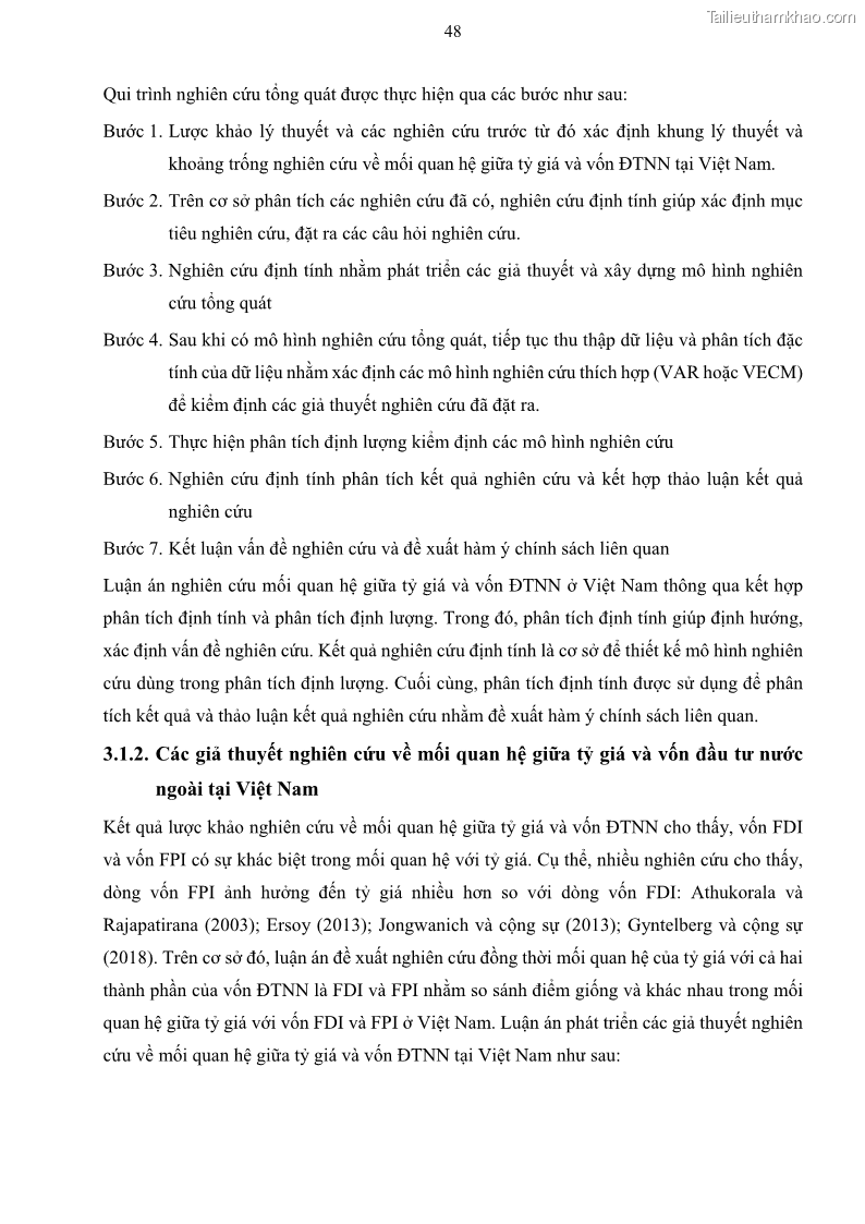 Luận án tiến sĩ tài chính ngân hàng Mối quan hệ giữa tỷ giá và vốn đầu tư nước ngoài - Nghiên cứu trường hợp Việt Nam - 6 Trang 61