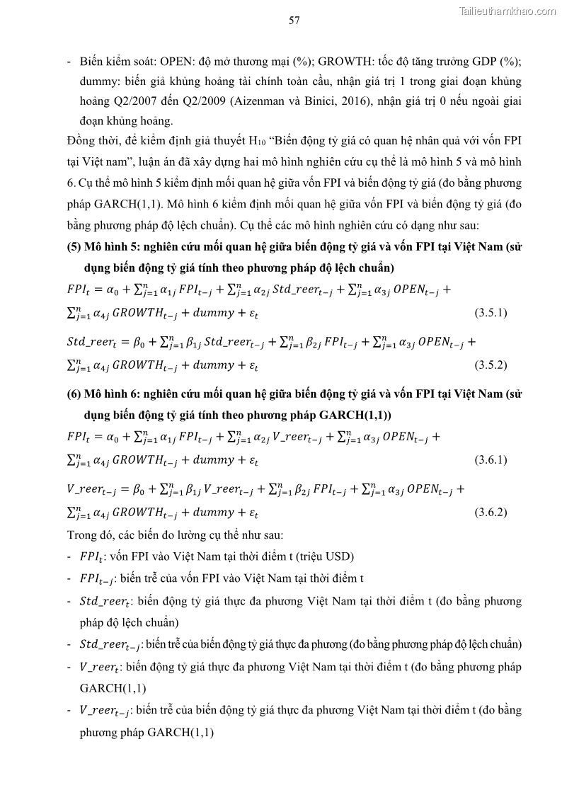 Luận án tiến sĩ tài chính ngân hàng Mối quan hệ giữa tỷ giá và vốn đầu tư nước ngoài - Nghiên cứu trường hợp Việt Nam - 6 Trang 70