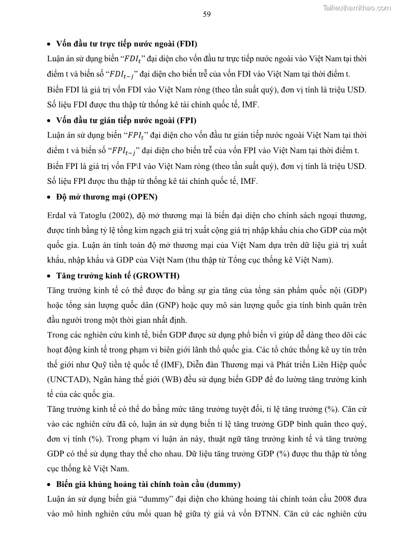 Luận án tiến sĩ tài chính ngân hàng Mối quan hệ giữa tỷ giá và vốn đầu tư nước ngoài - Nghiên cứu trường hợp Việt Nam - 6 Trang 72