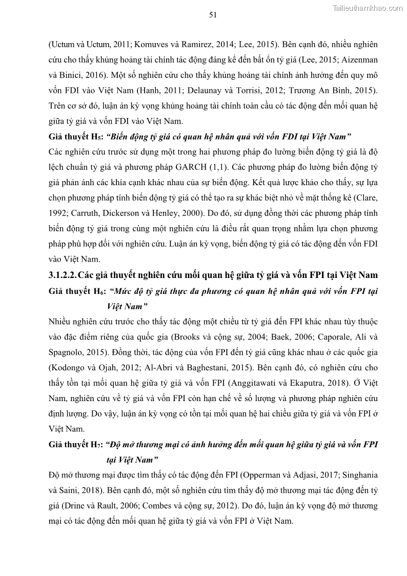 Luận án tiến sĩ tài chính ngân hàng Mối quan hệ giữa tỷ giá và vốn đầu tư nước ngoài - Nghiên cứu trường hợp Việt Nam - 6 Trang 64
