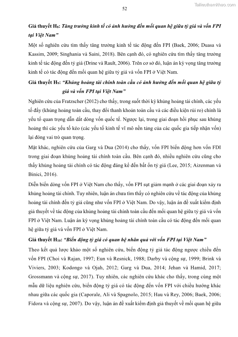 Luận án tiến sĩ tài chính ngân hàng Mối quan hệ giữa tỷ giá và vốn đầu tư nước ngoài - Nghiên cứu trường hợp Việt Nam - 6 Trang 65