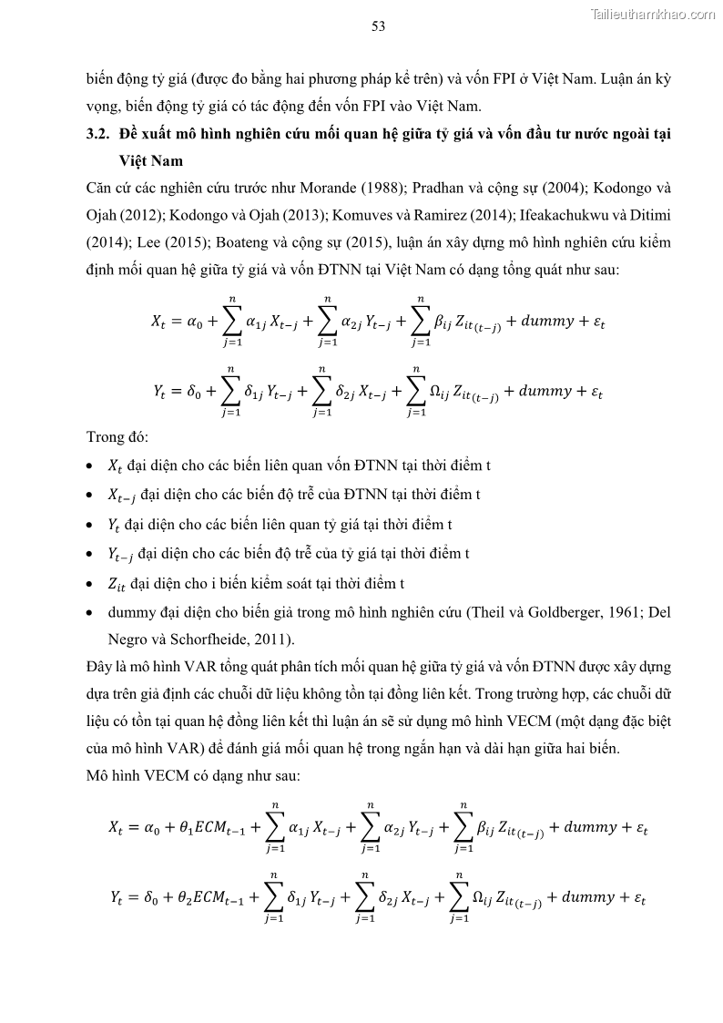 Luận án tiến sĩ tài chính ngân hàng Mối quan hệ giữa tỷ giá và vốn đầu tư nước ngoài - Nghiên cứu trường hợp Việt Nam - 6 Trang 66