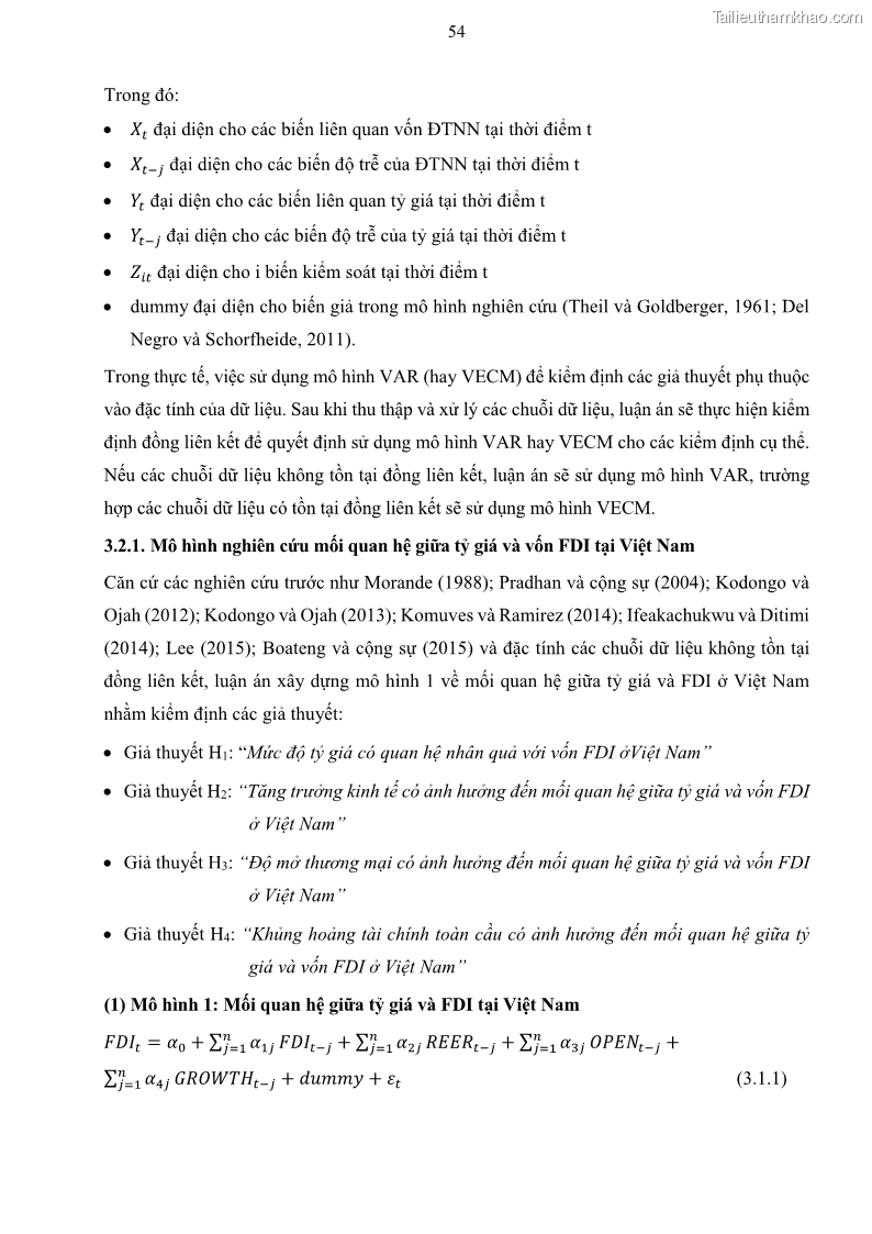 Luận án tiến sĩ tài chính ngân hàng Mối quan hệ giữa tỷ giá và vốn đầu tư nước ngoài - Nghiên cứu trường hợp Việt Nam - 6 Trang 67