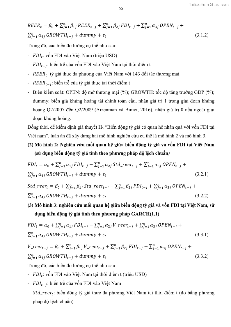Luận án tiến sĩ tài chính ngân hàng Mối quan hệ giữa tỷ giá và vốn đầu tư nước ngoài - Nghiên cứu trường hợp Việt Nam - 6 Trang 68