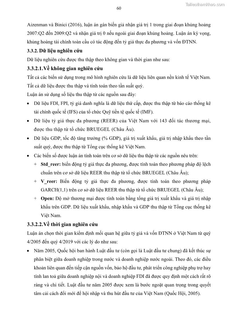 Luận án tiến sĩ tài chính ngân hàng Mối quan hệ giữa tỷ giá và vốn đầu tư nước ngoài - Nghiên cứu trường hợp Việt Nam - 7 Trang 73