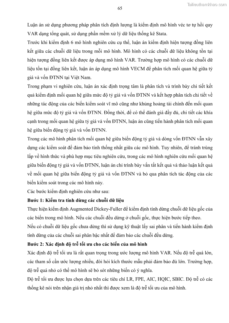 Luận án tiến sĩ tài chính ngân hàng Mối quan hệ giữa tỷ giá và vốn đầu tư nước ngoài - Nghiên cứu trường hợp Việt Nam - 7 Trang 78